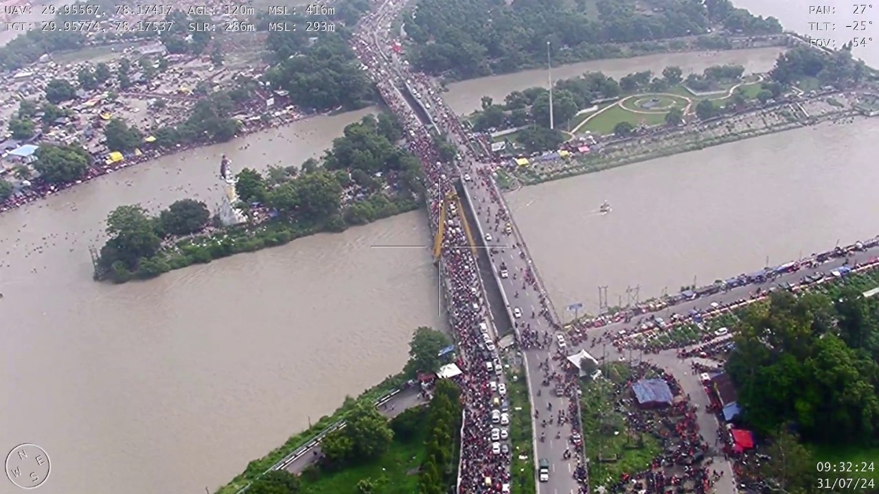 कावड़ यात्रा में हरिद्वार में डाक कावड़ की भीड़